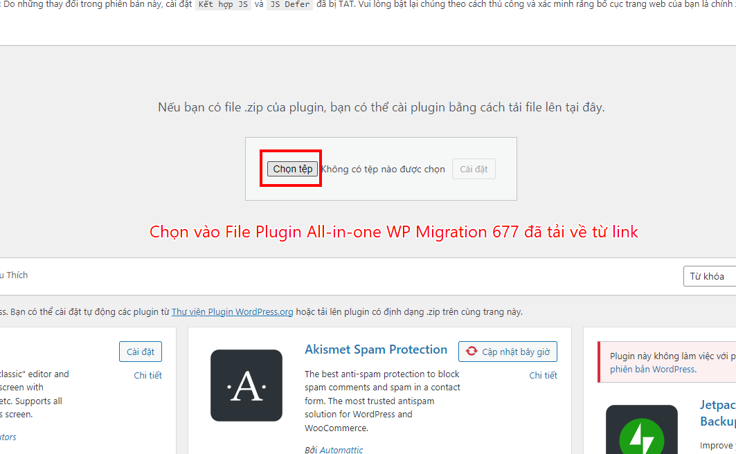 Bỏ giới hạn upload file cho plugin All-in-One WP Migration 3