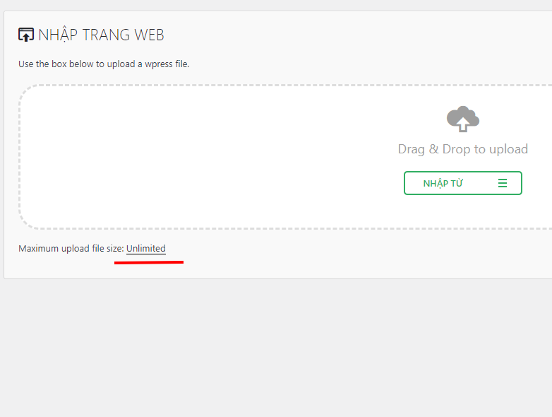 Bỏ giới hạn upload file cho plugin All-in-One WP Migration 4