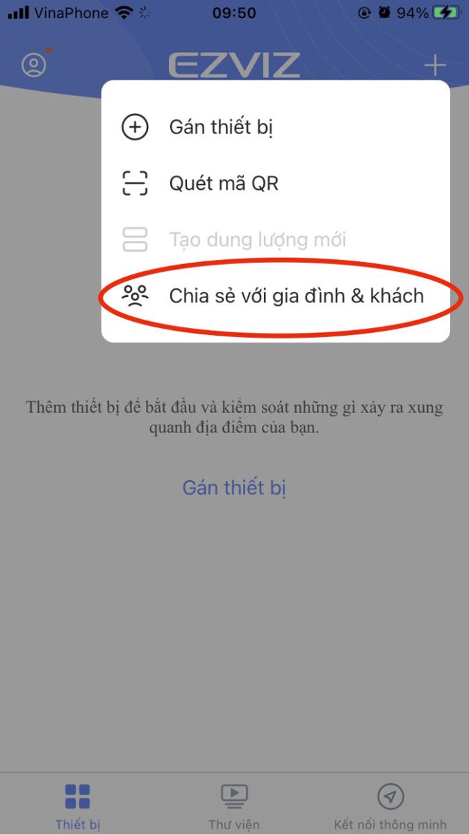 chọn Chia sẻ gia đình & phòng khách.