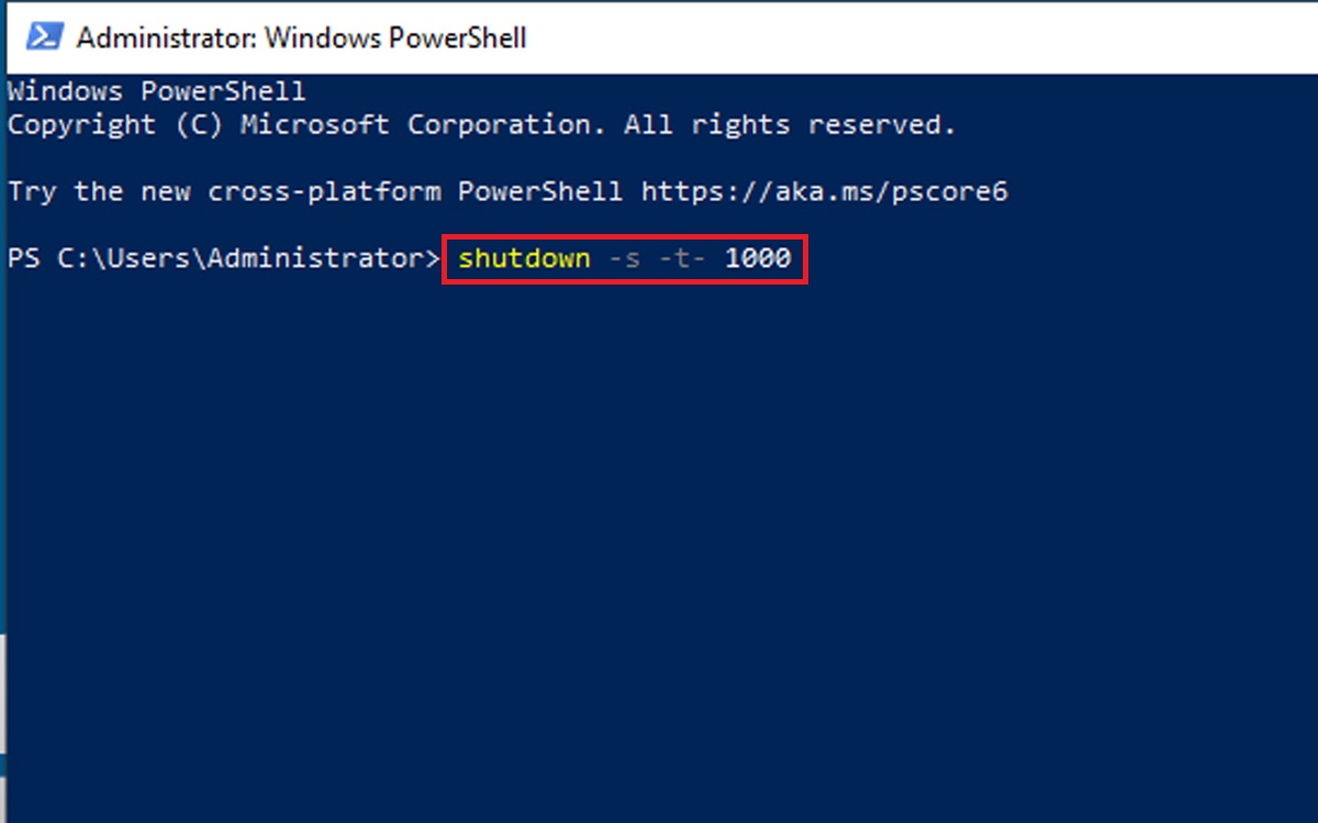 Hẹn giờ tắt máy Win 10 bằng Windows PowerShell