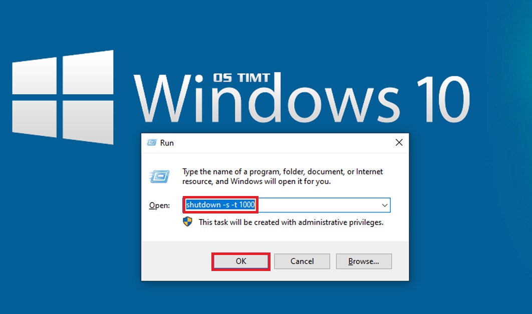 Hẹn giờ tắt máy Win 10 bằng lệnh Run