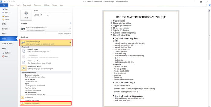 Cách in hai mặt trong word 2010 đối với máy in không hỗ trợ tính năng in đảo mặt tự động nhanh chóng