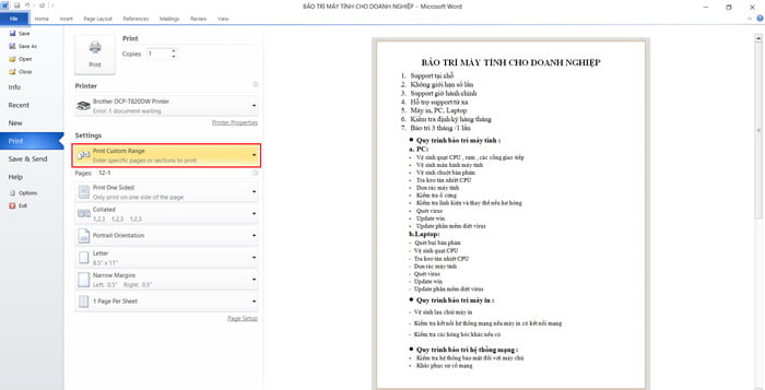 Cách in hai mặt trong word 2010 đối với máy in không hỗ trợ tính năng in đảo mặt tự động nhanh chóng